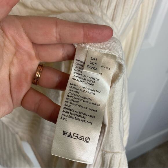 Anthropologie Maeve White Vanna Ribbed Cowl Neck Sweater Size Small - Picture 7 of 9